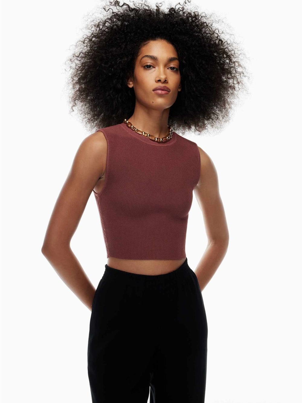Aritzia Babaton Sculpt Knit Muscle Tank-Sundried Red